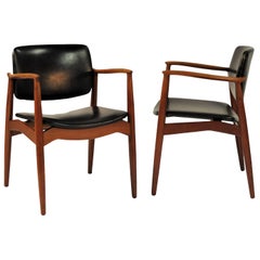 1960s Erik Buch Model 67 Armchair in Teak and Leather, Orum Mobelfabrik