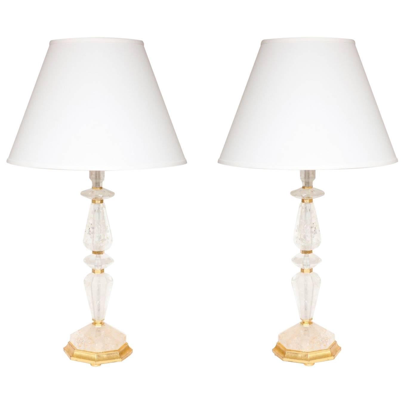A Pair of New Rock Crystal Table Lamps