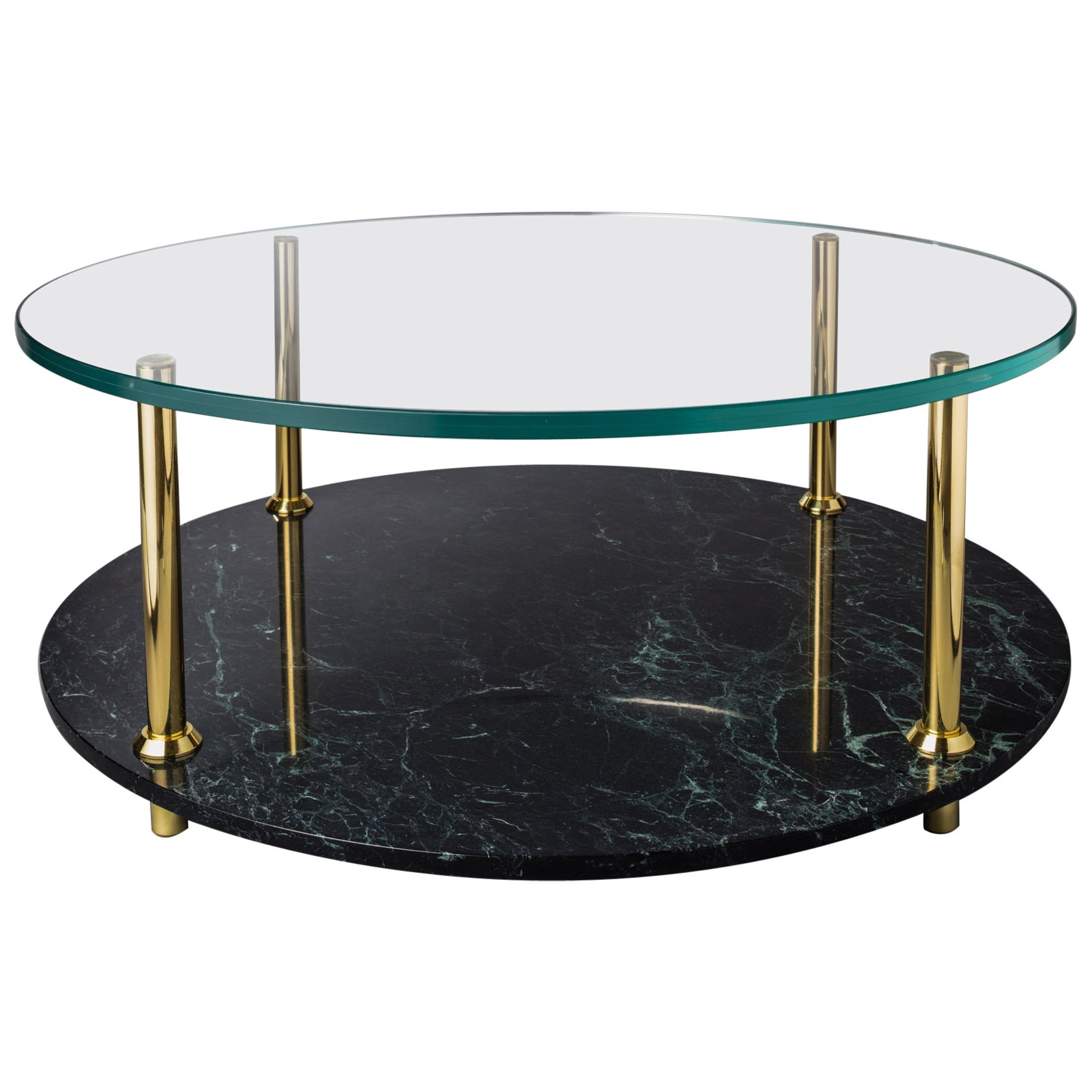 Octagonal Cocktail Table with Red and White Marble Top and Tapering Brass Legs For Sale at 1stDibs