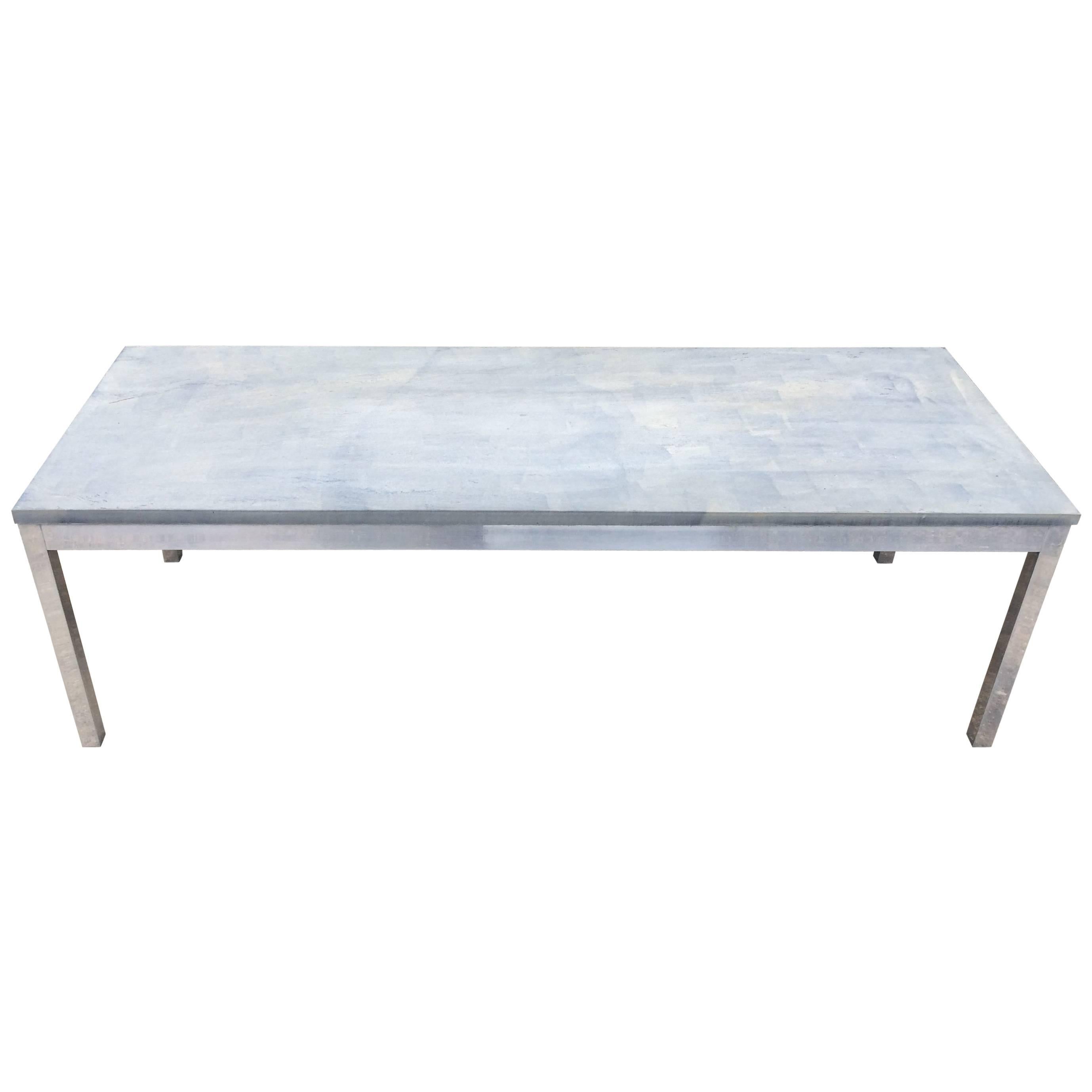 Slate Coffee Table with Aluminum Base