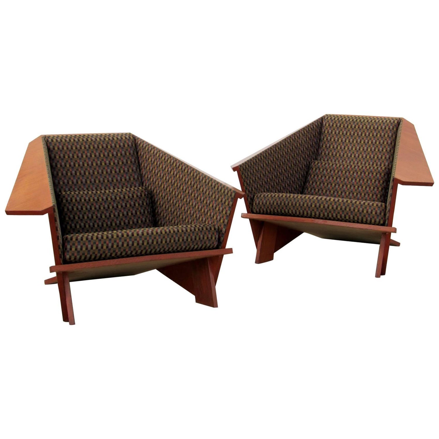 Frank Lloyd Wright Furniture Tables Chairs Sofas More 54 For Pair Of Origami Lounge Chairs Manner Frank Lloyd Wright 1980s