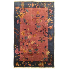 Antique Chinese Art Deco Oriental Rug, in Small Size with Various Chinese Motifs