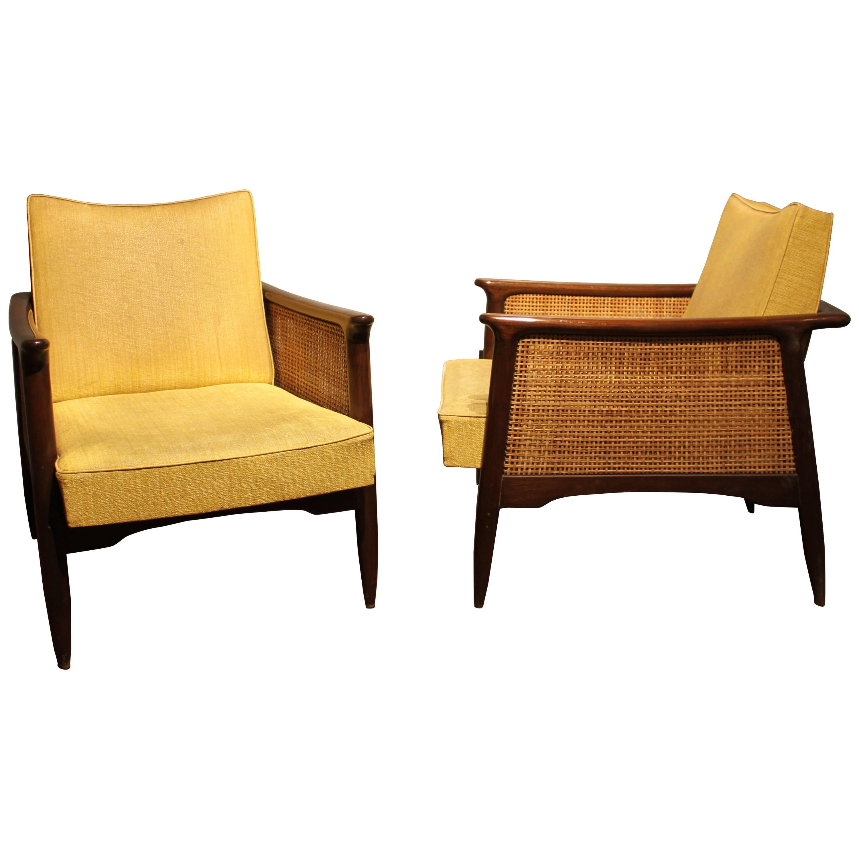 Rare and Unusual Pair of Mid-Century Modern Lounge Chairs