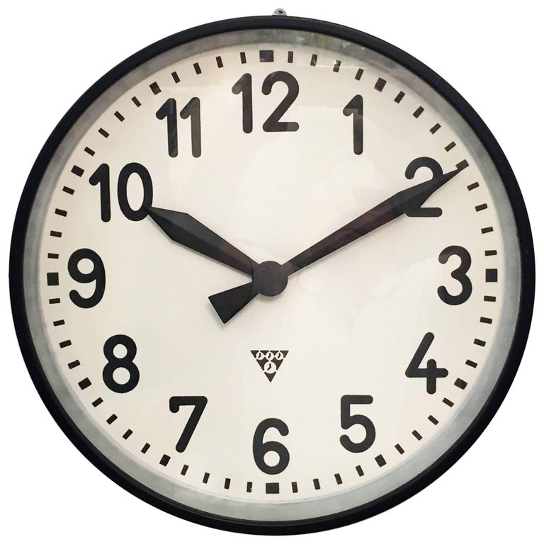 Large Industrial Factory Wall Clock by Pragatron at 1stDibs