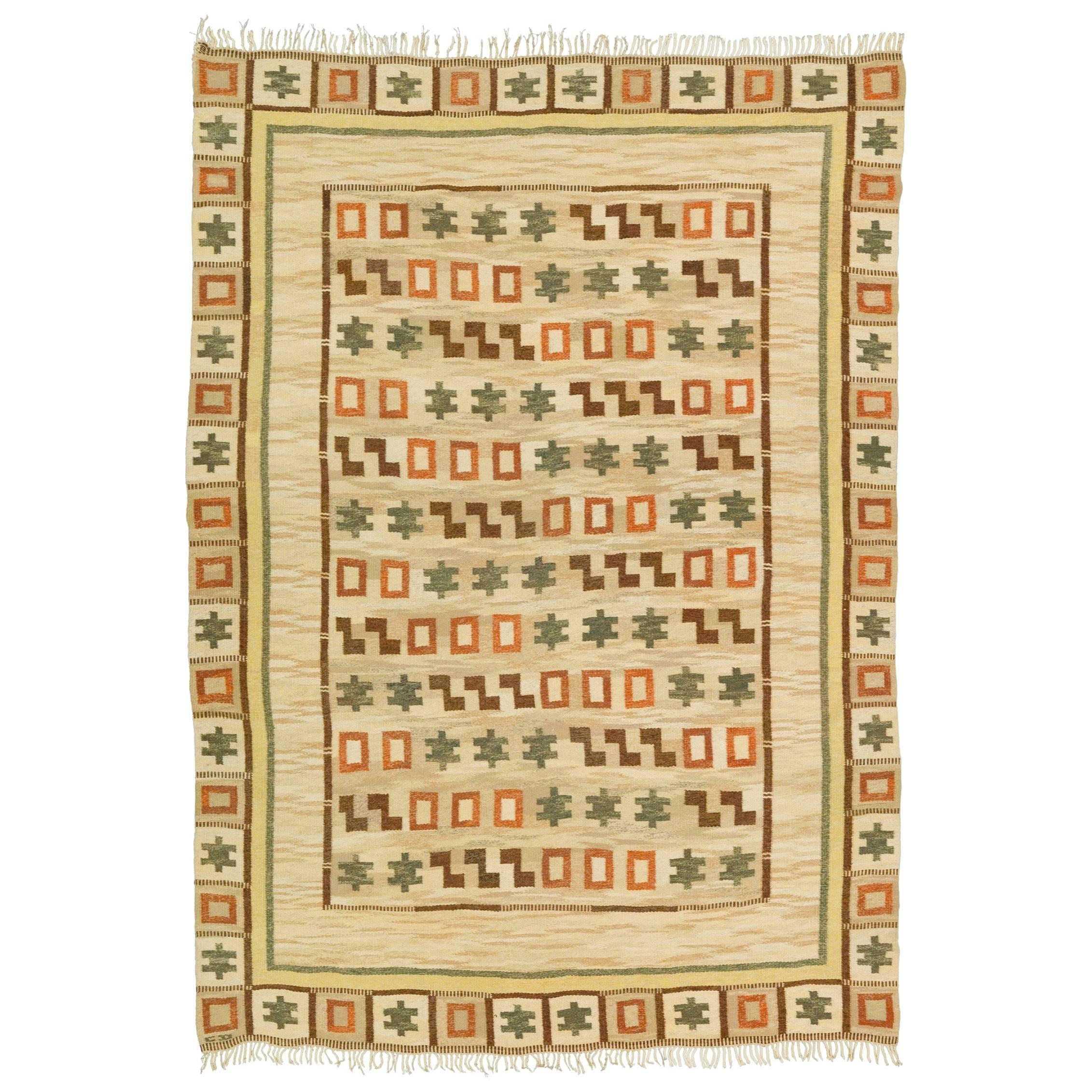 Mid-20th Century Swedish Flat-Weave Rug For Sale