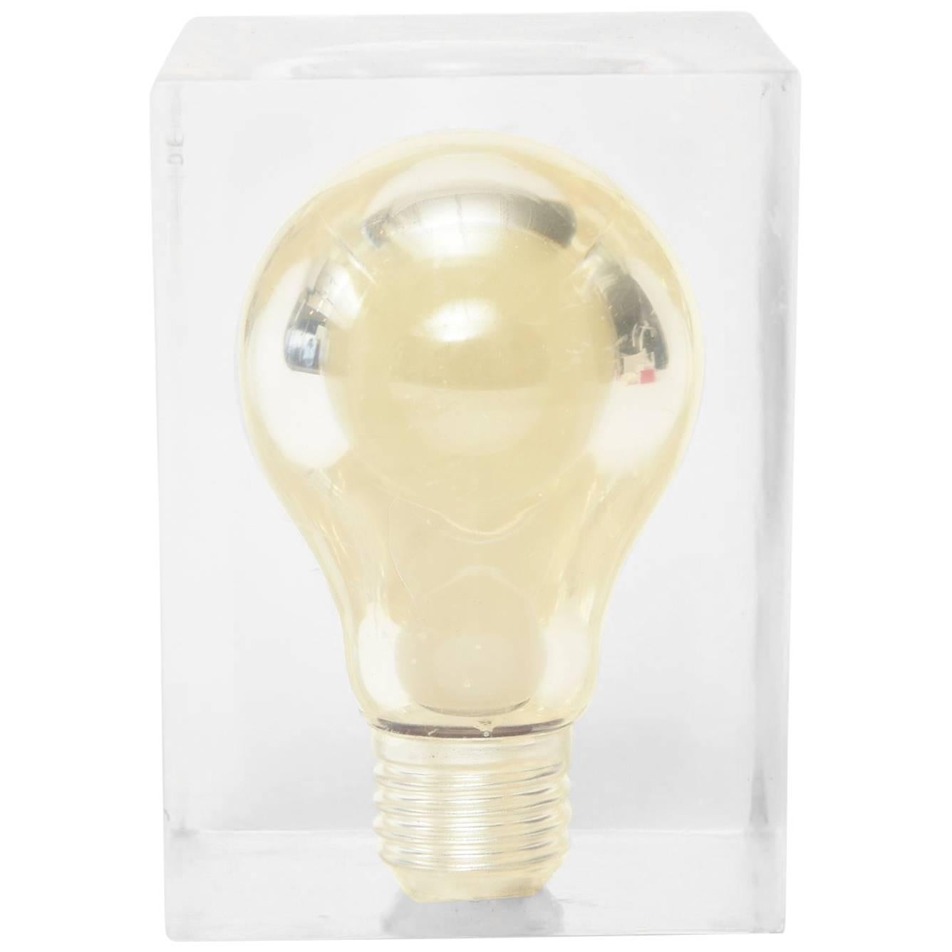 Pierre Giraudon French Pop Art Lucite Light Bulb Sculpture/ Paperweight /SALE