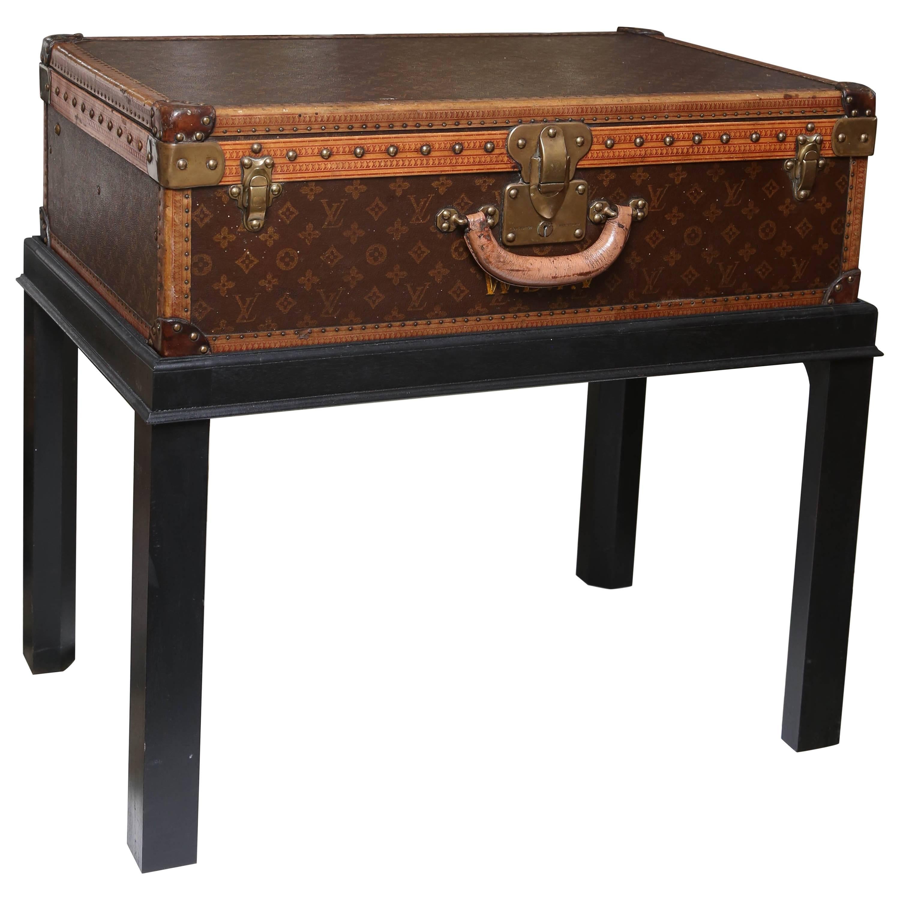 Vintage Louis Vuitton Hard Cover Suitcase Mounted as a Table