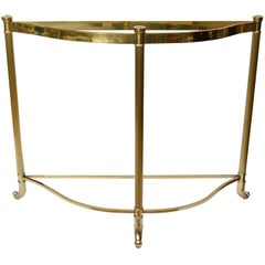 Hollywood Regency Demilune Brass Console