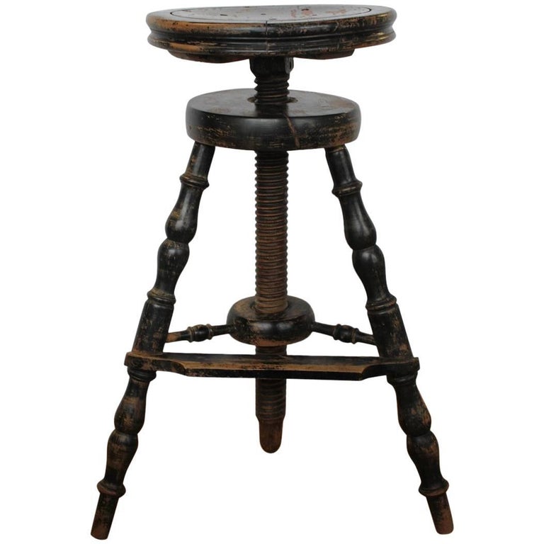 1900s French Artist's Adjustable Wood Stool For Sale at 1stDibs
