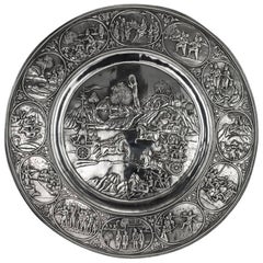 Antique Indian Monumental Silver Plated Plaque, Grish Chunder Dutt, circa 1890