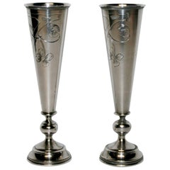 Vintage Pair of Russian Silver Kiddush Cups, circa 1910