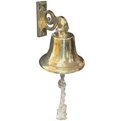 Vintage Polished Brass Wall-Mounted Ship's Bell