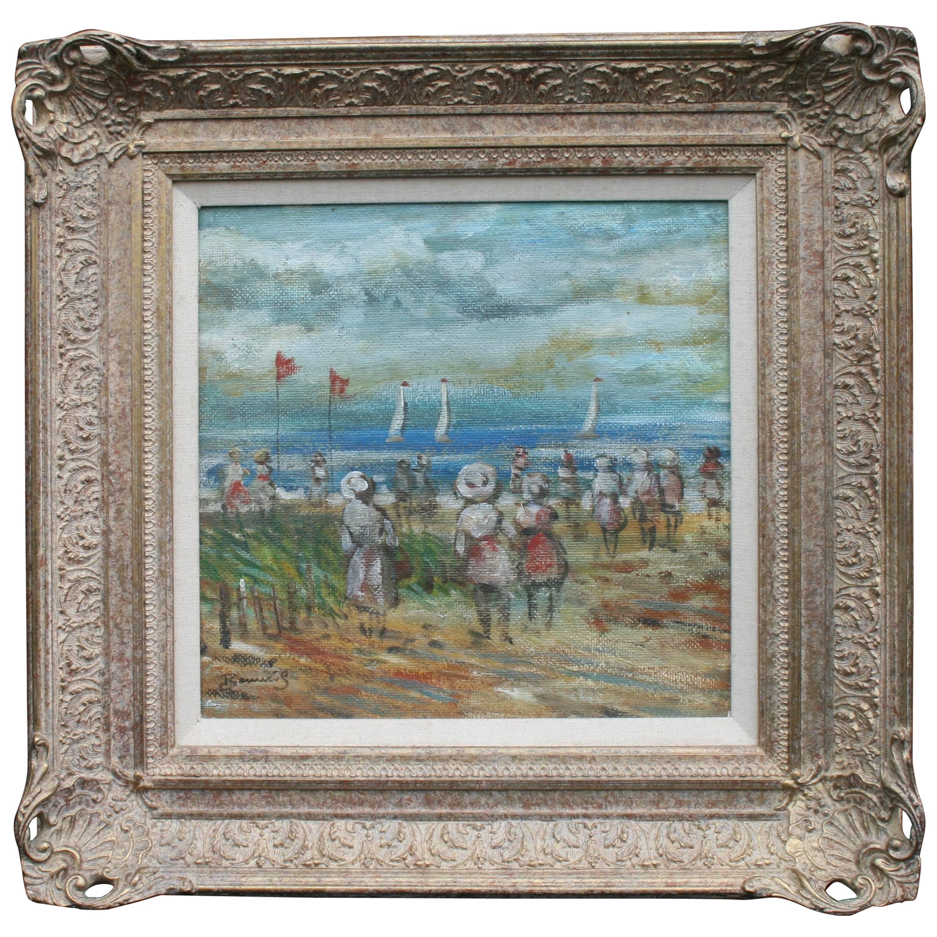 Walter John Beauvais Beach Scene Oil Painting For Sale