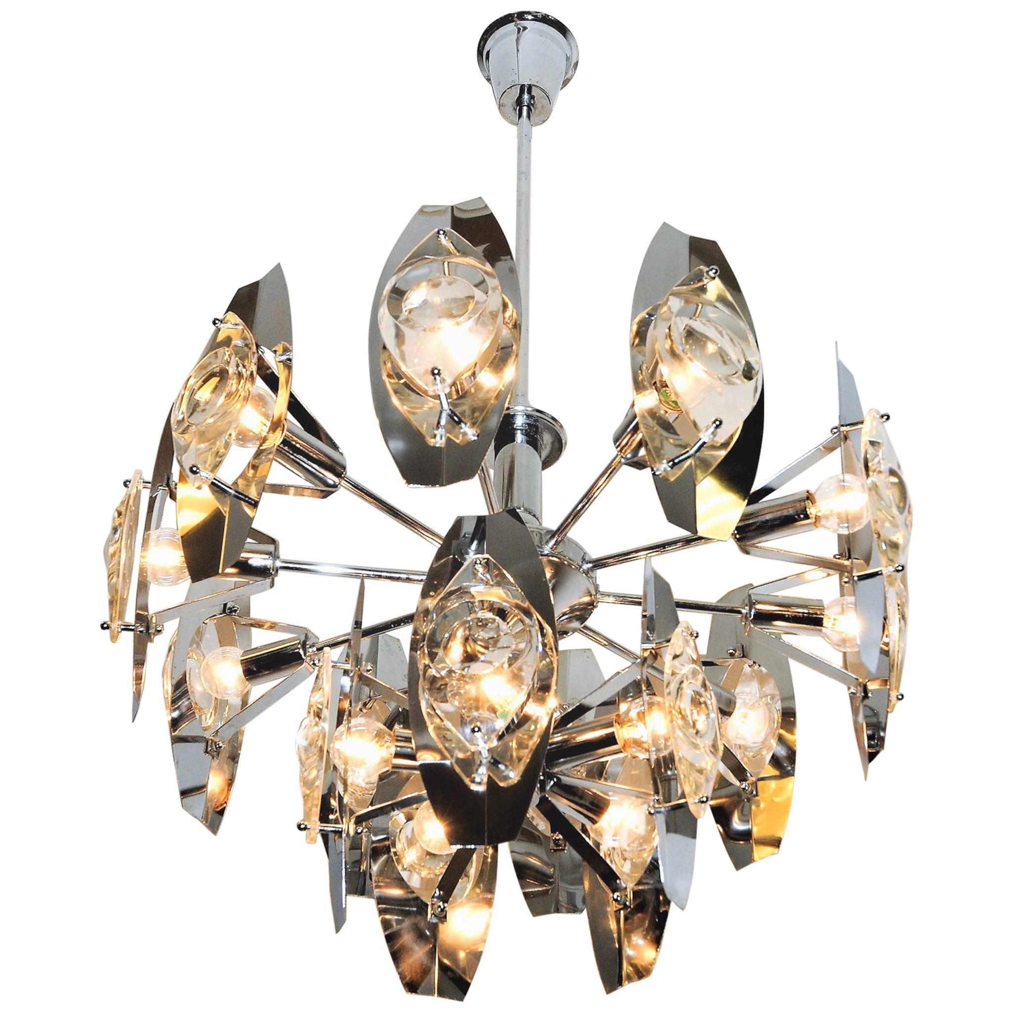 Scandinavian Vintage Peacock Ceiling Chandelier 1970`s