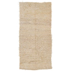 Plain Ivory Tulu Rug Made of Natural Undyed Mohair Wool