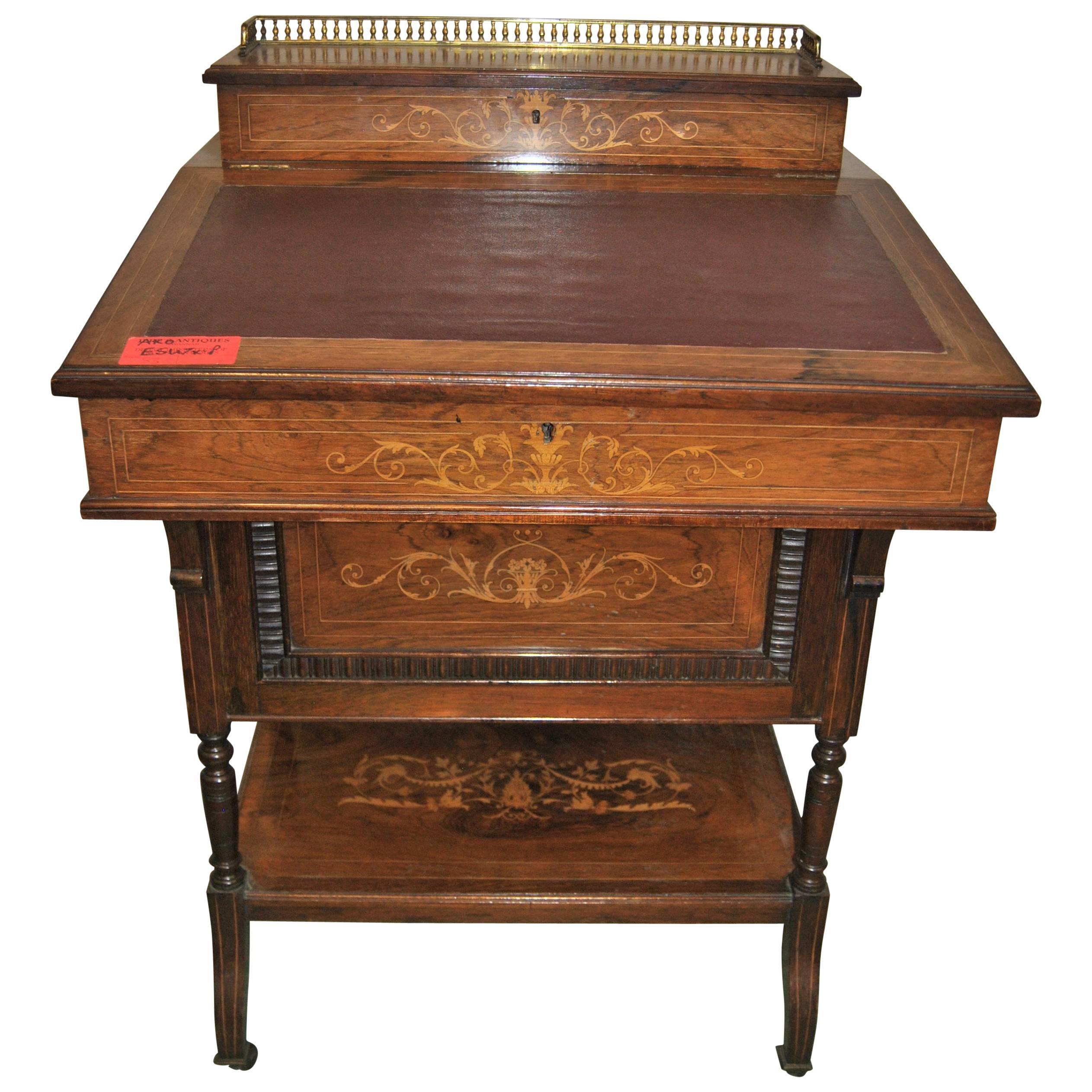 19th Century English Rosewood Davenport Desk