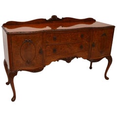 Vintage Burr Walnut Queen Anne Style Sideboard