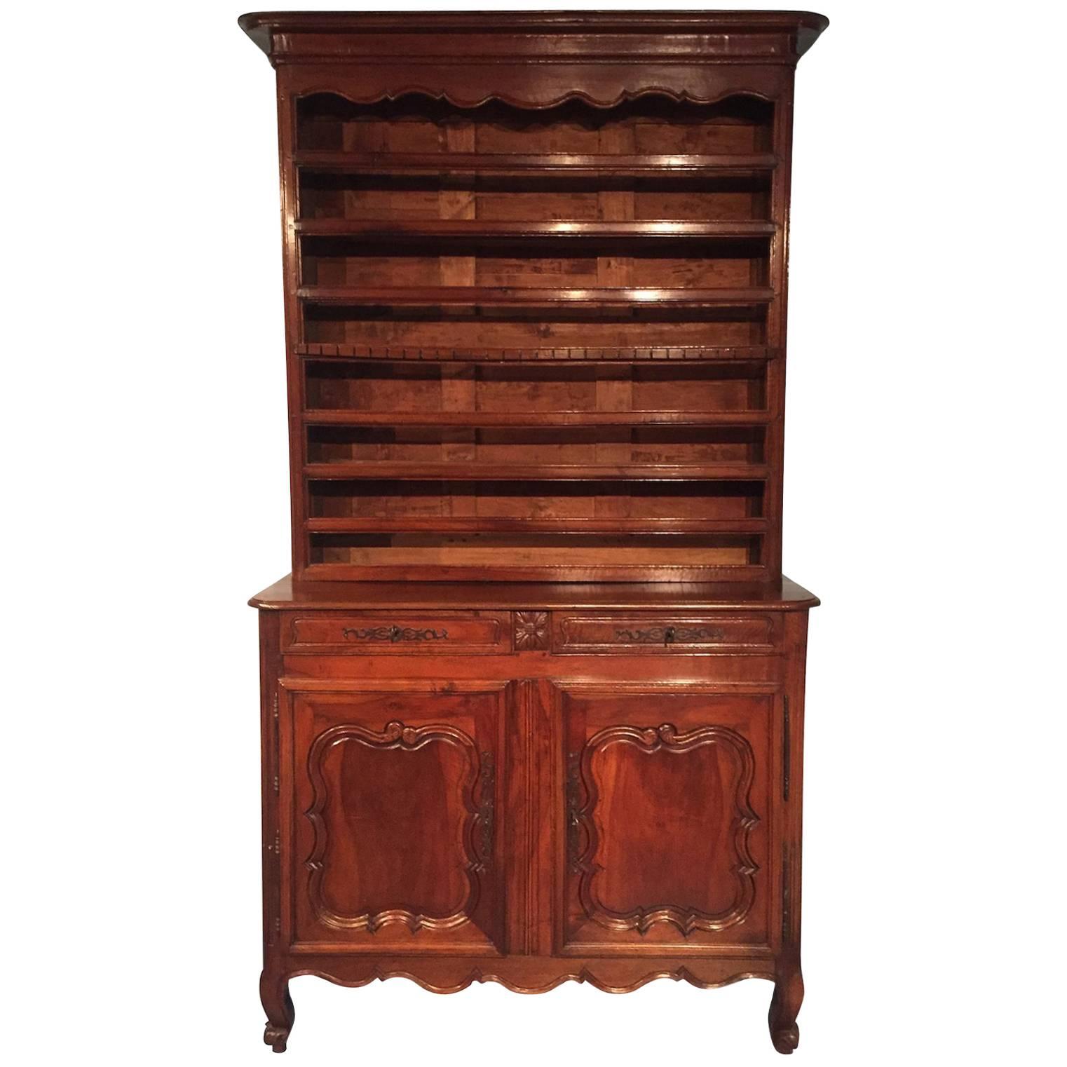 18th Century French Louis XV Walnut Sideboard Plate Rack For Sale