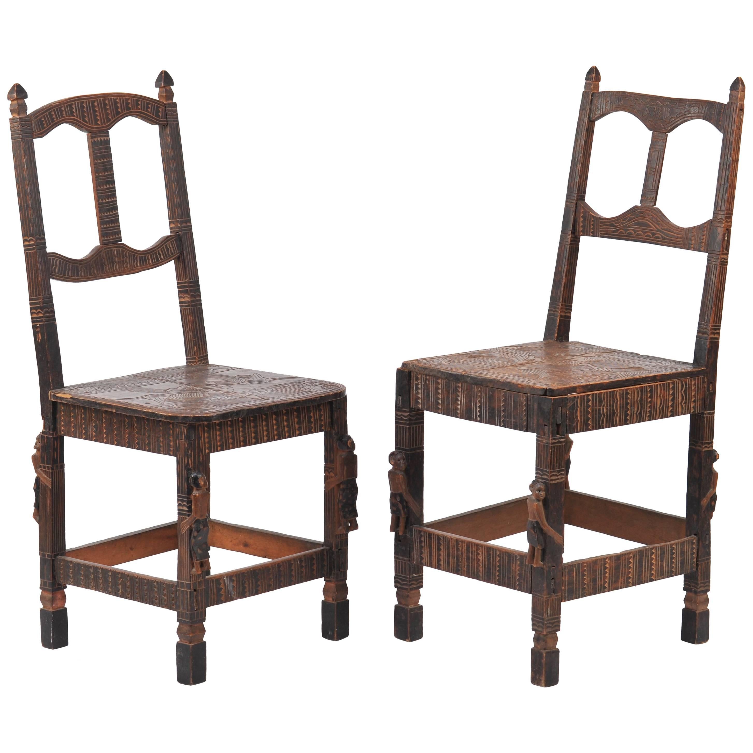 Pair of Tribal Chokwe Chairs