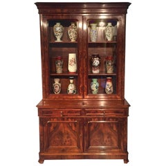 French 19th Century Walnut Bookcase Bibliothèque Vitrine