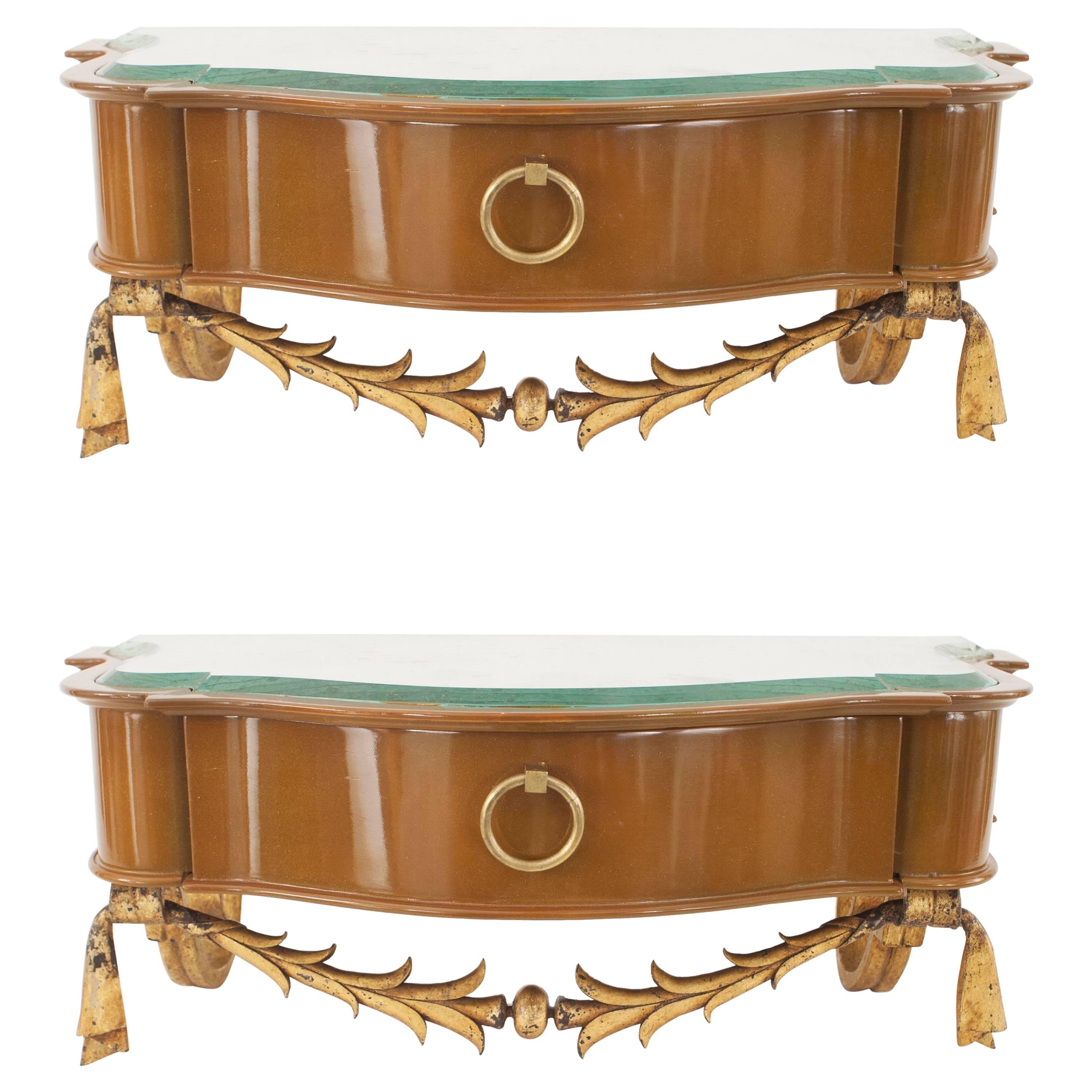 Pair of French Midcentury Bracket Consoles, Andre Arbus
