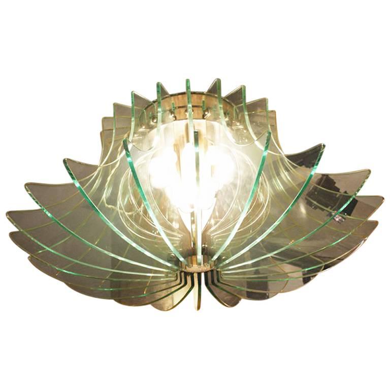 Round Glass Chandelier 2506 by G. Reggiori, Production Fontana Arte, Italy, 1968 For Sale