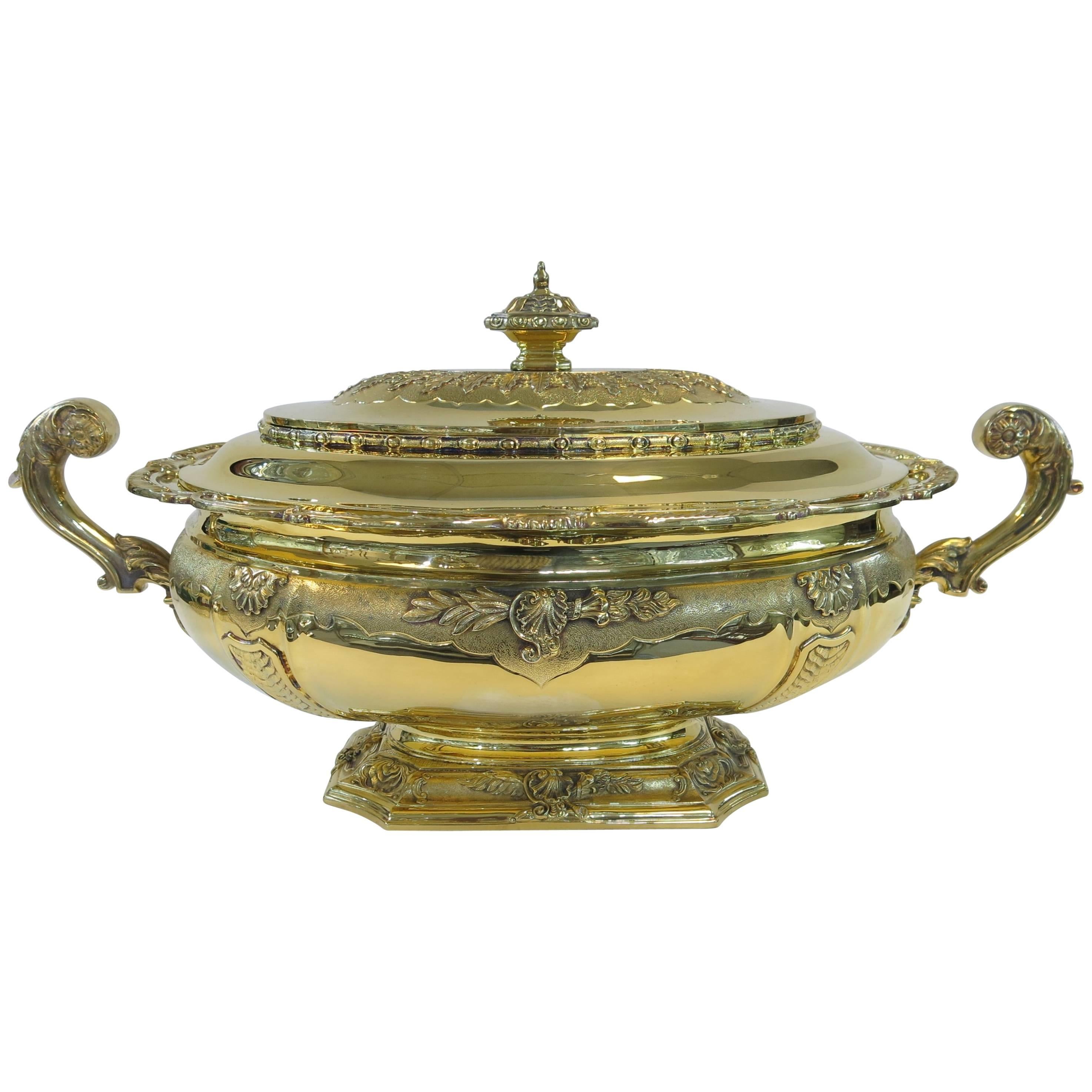 Unusual, Tiffany Sterling Silver Gilt Oval Jardinière or Cooler For Sale