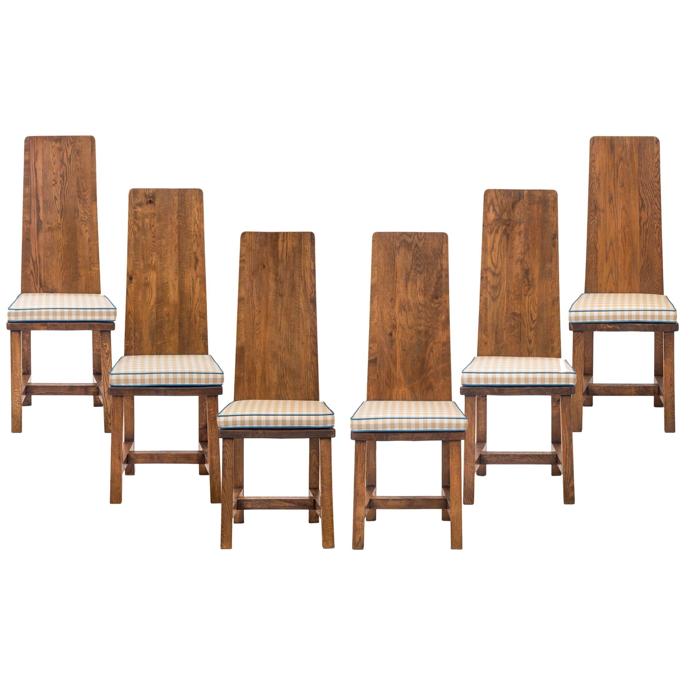 Set of 6 Swedish Oak Jugendstil Chairs For Sale