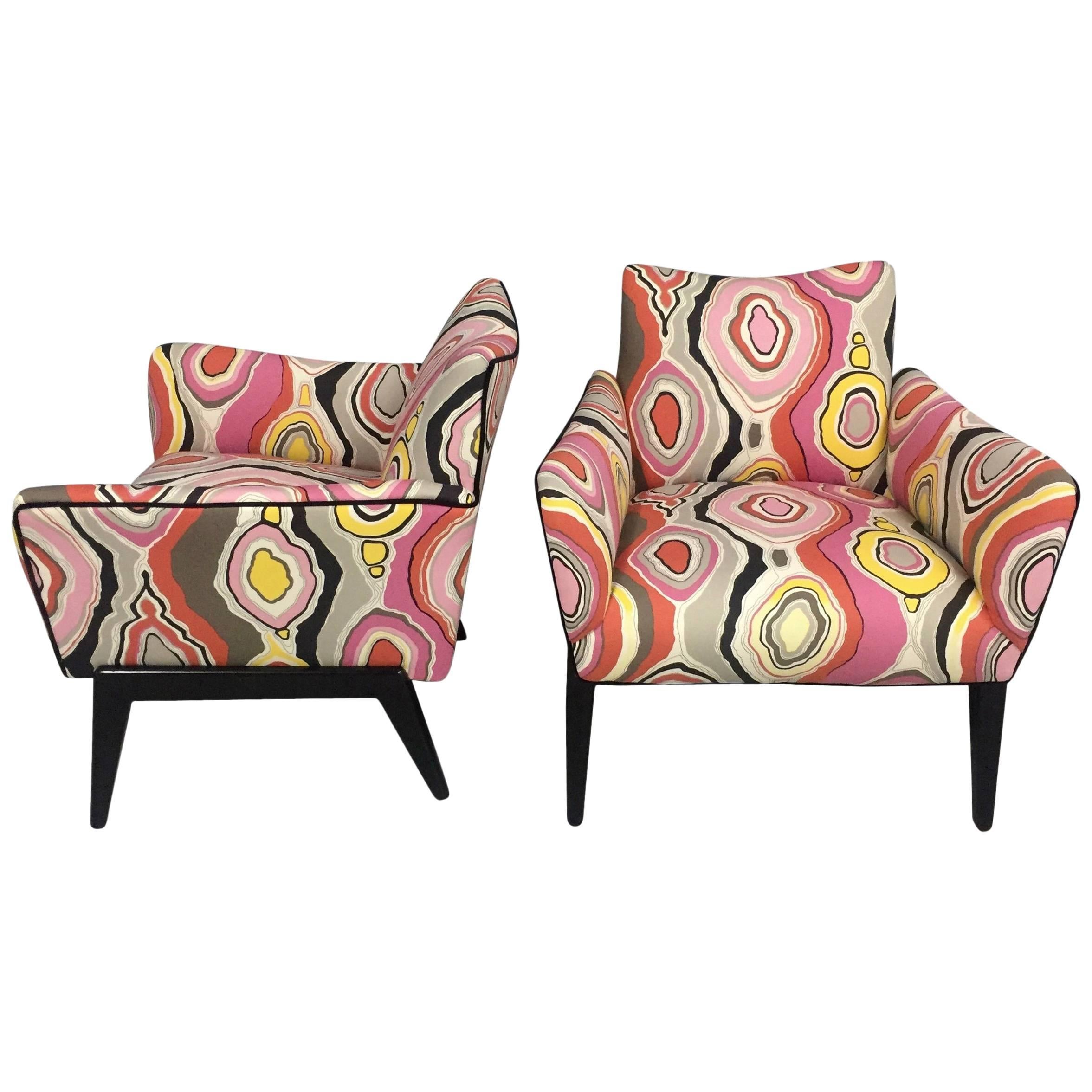 Italian Midcentury Pair of Lounge Chairs in the Style of Ico Parisi
