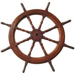 Late 19th Century Ships Wheel Hard Wood and Iron 1