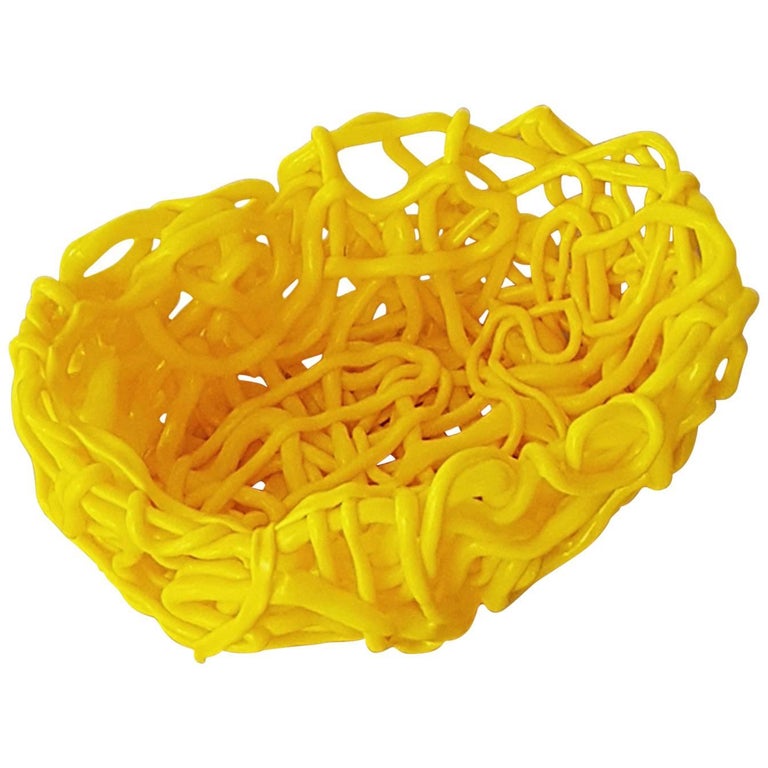 Contemporary Yellow Basket by Gaetano Pesce in Poliurethane, 21th