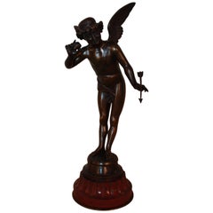 French Bronze Sculpture of Angel Il Bat 'It Beats 'Signed H. Giraud