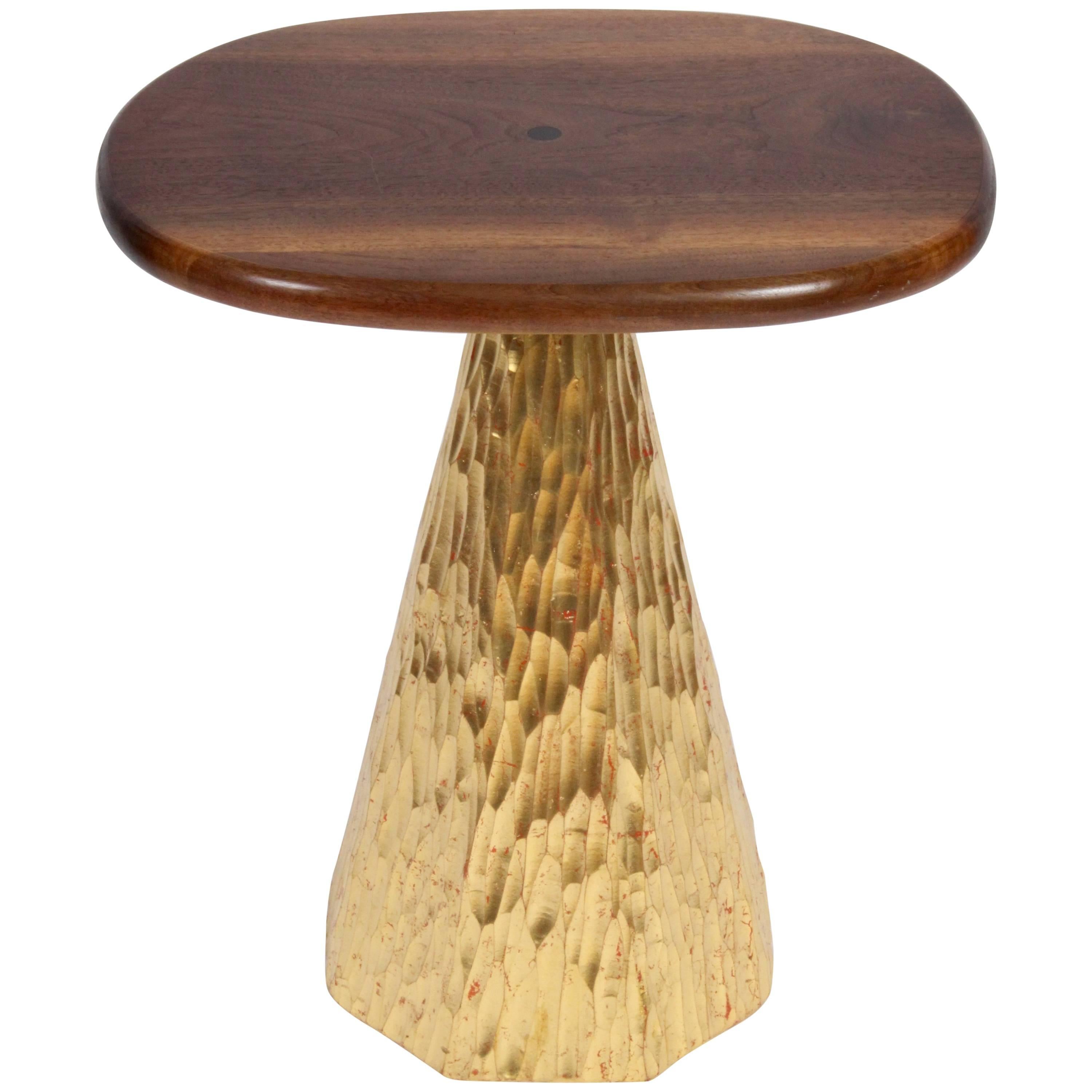 Phillip Lloyd Powell Walnut and Gold Leaf Occasional Table, Circa 2007 For Sale