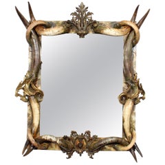 Large and Exotic Rustic and Ormolu-Mounted Horn Mirror