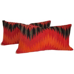 Pair of Navajo Indian Weaving Vibrant  Bolster Pillows