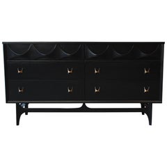 Broyhill Brasilia Mid-Century Modern Dresser or Credenza in Black Lacquer