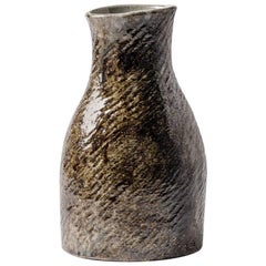grey and black ceramic Stoneware Vase by Martin Hammond, circa 1970