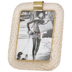 Venini Torciglione Murano Glass Photo Frame with Gold Infusions