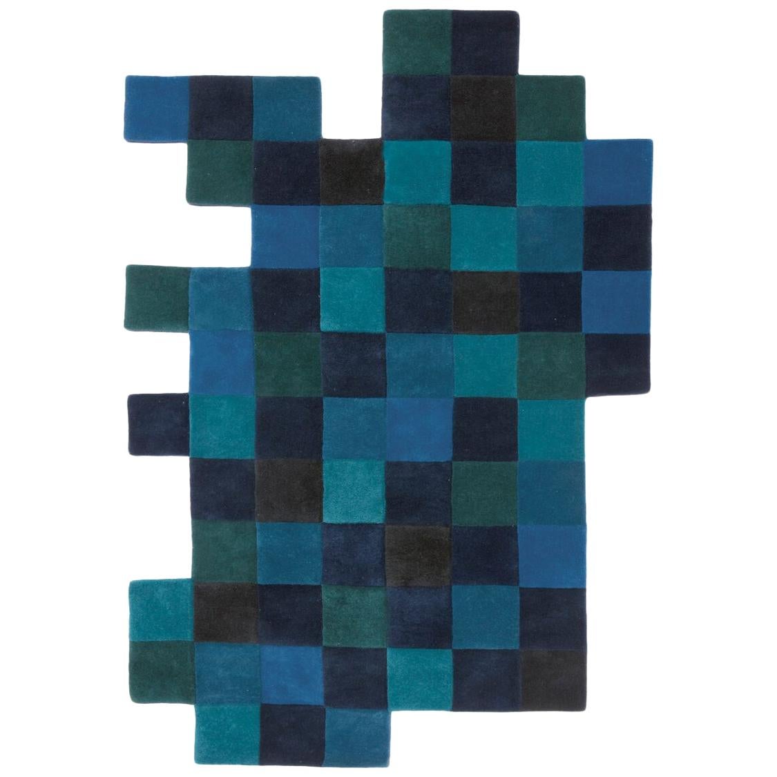 Do-Lo-Rez 1 Blue Hand-Tufted New Zealand Wool Area Rug by Ron Arad in Stock