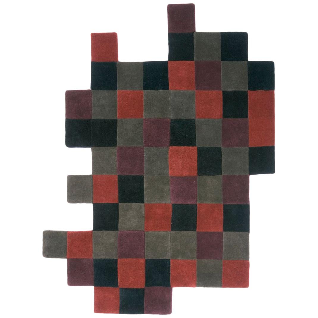 Do-Lo-Rez 2 Red Hand-Tufted New Zealand Wool Area Rug by Ron Arad in Stock For Sale