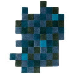 Do-Lo-Rez 2 Blue Hand-Tufted New Zealand Wool Area Rug by Ron Arad in Stock