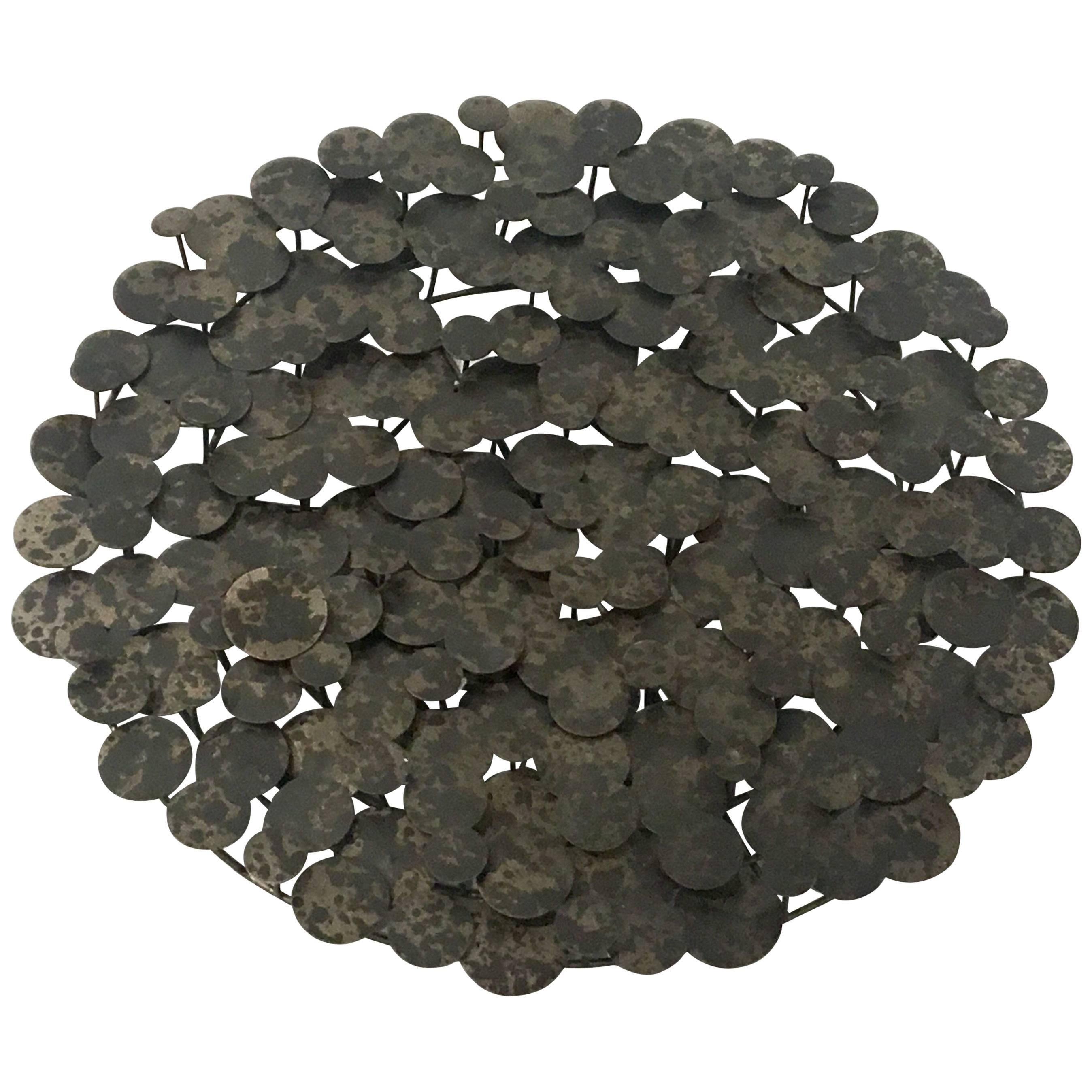 Contemporary Patinated Metal Round Wall Sculpture by Artisan House
