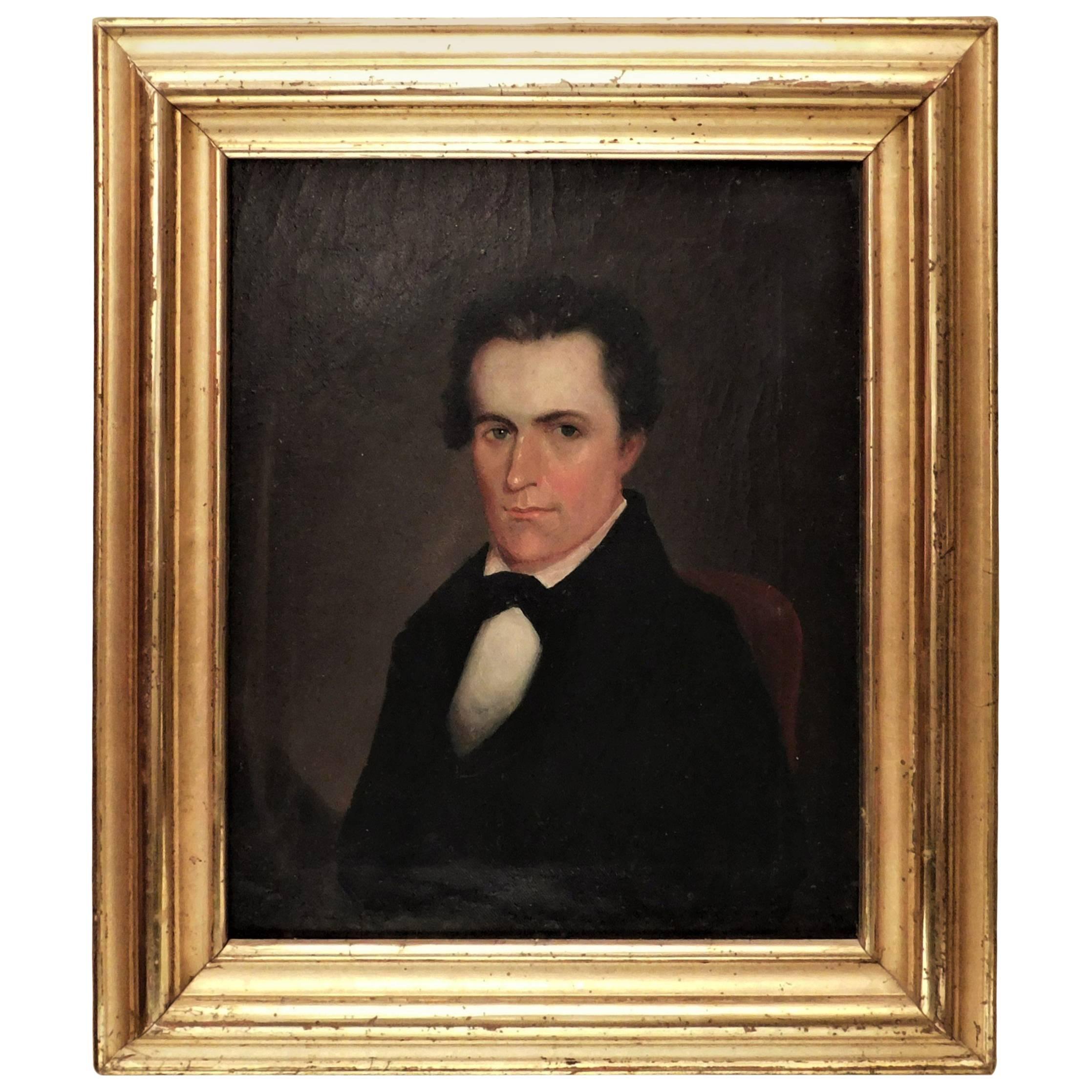Small Portrait, Oil on Canvas, American, circa 1835 For Sale