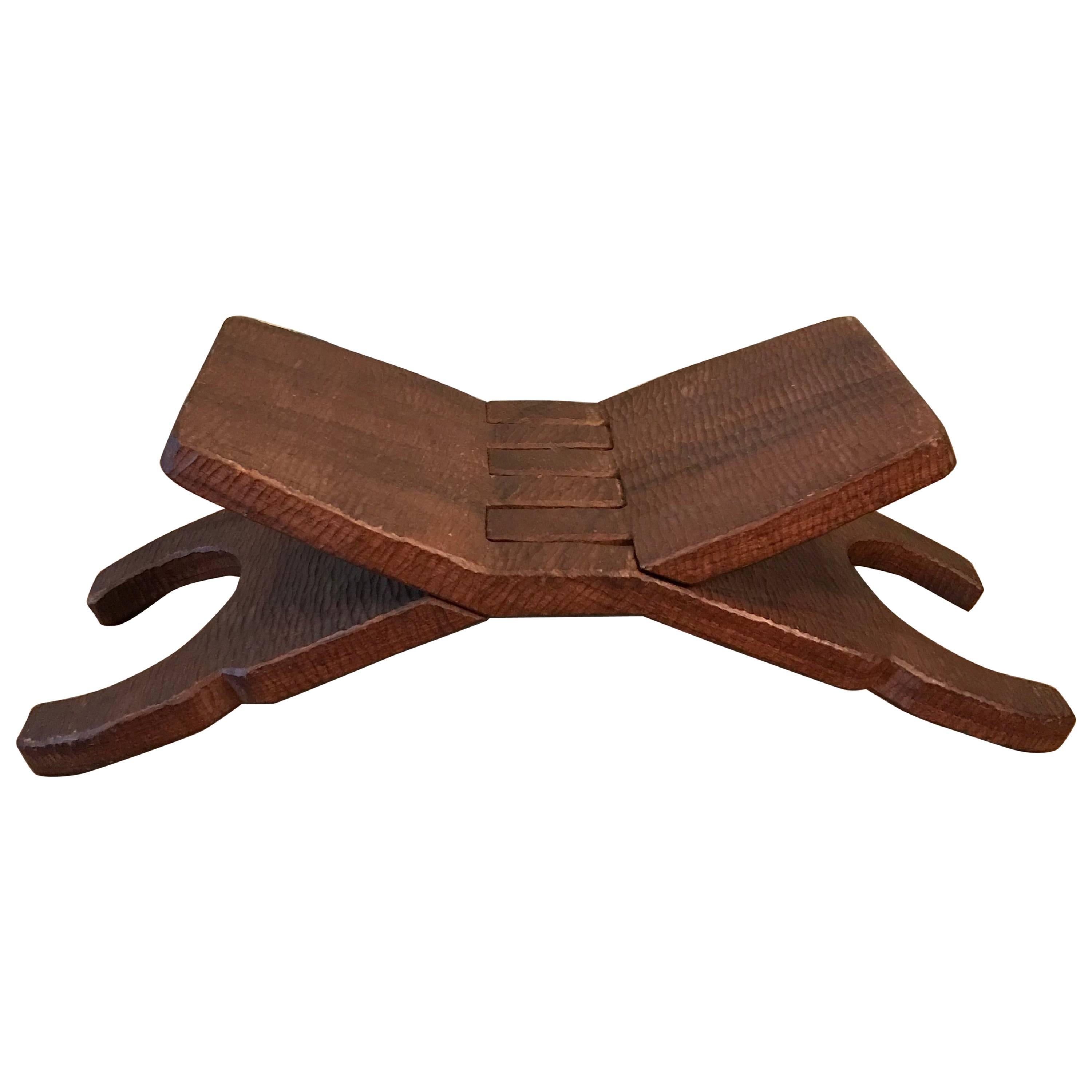 Hand-Carved Mahogany Folding Book Cradle