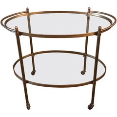Mid-Century Modern Two-Tier Brass and Glass Bar Cart