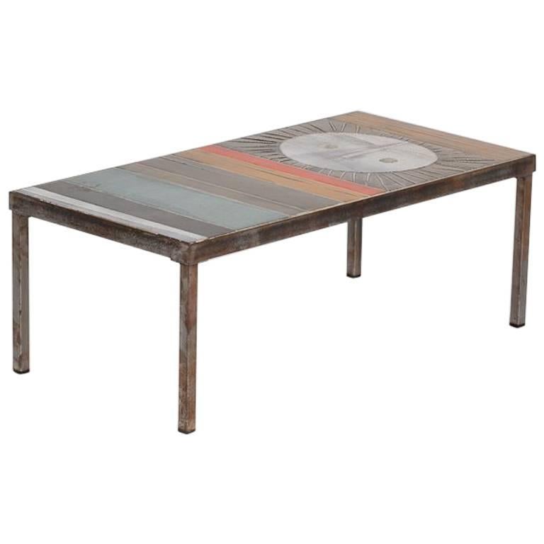 Roger Capron, Coffee Table with Ceramic Top, France, C. 1960