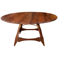 Large Palmwood Pacific Green Dining Navajo Round Dining Table from Fiji