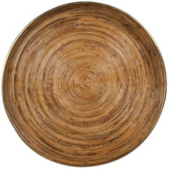 Large Bamboo Tray with Brass Edge
