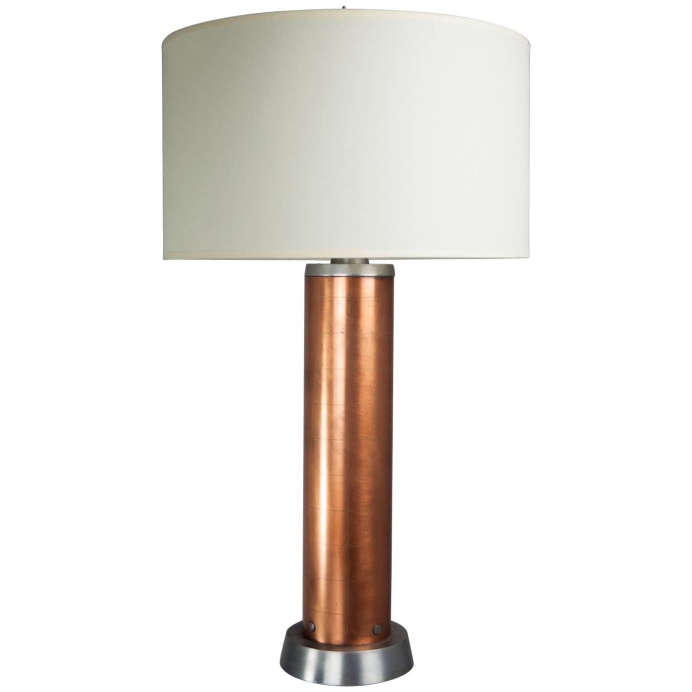 Copper Machine Age Table Lamp For Sale
