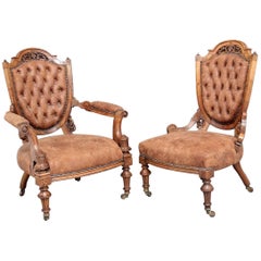 Antique Pair of 19th Century Walnut Chairs